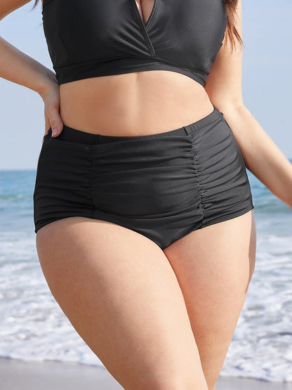 Solid Ruched Detail Swim Bottom