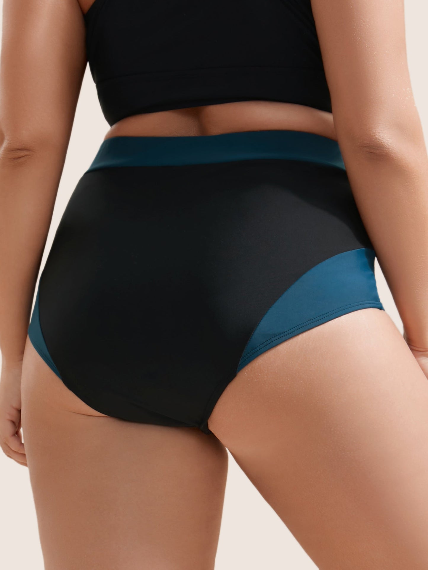 Two Tone Patchwork High Rise Swim Bottom