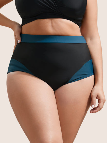 Two Tone Patchwork High Rise Swim Bottom