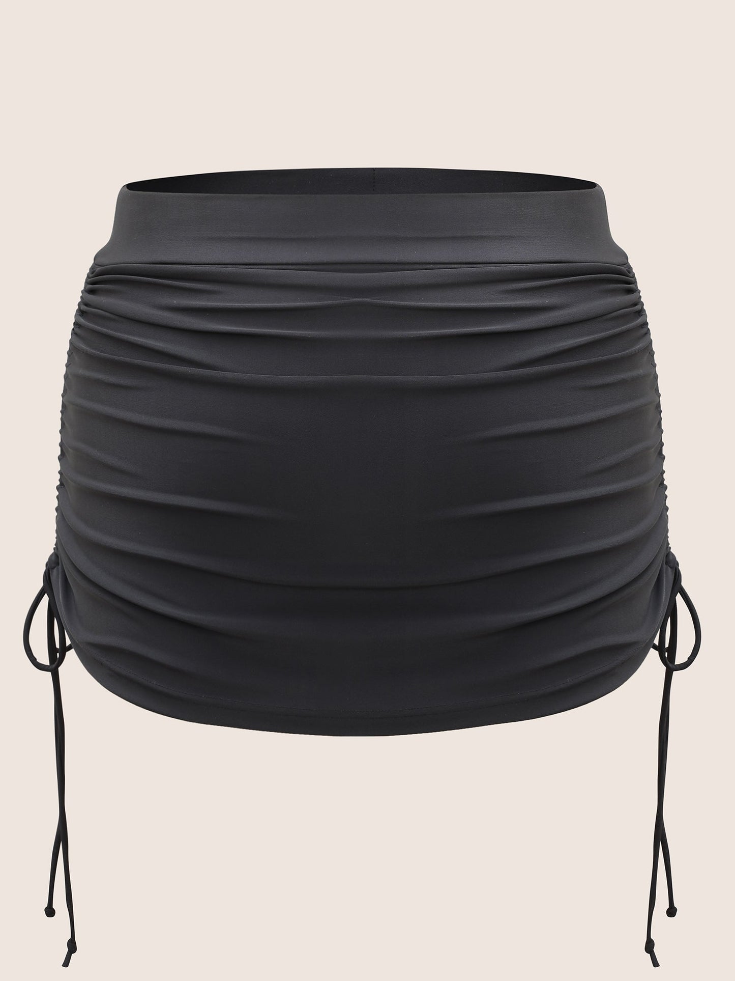 Plain Ruched Drawstring Elastic Waist Swim Bottom