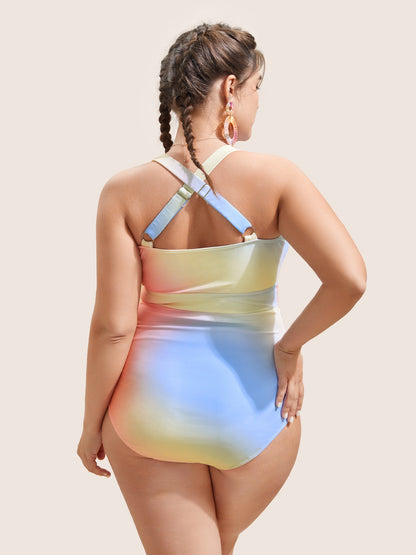 Ombre Buckle Detail One Piece Swimsuit