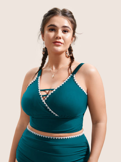 Shell Stitch Hollow Out Warp Swim Top