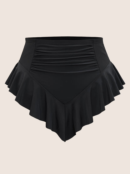 Ruffle Trim Ruched Front Swim Bottom