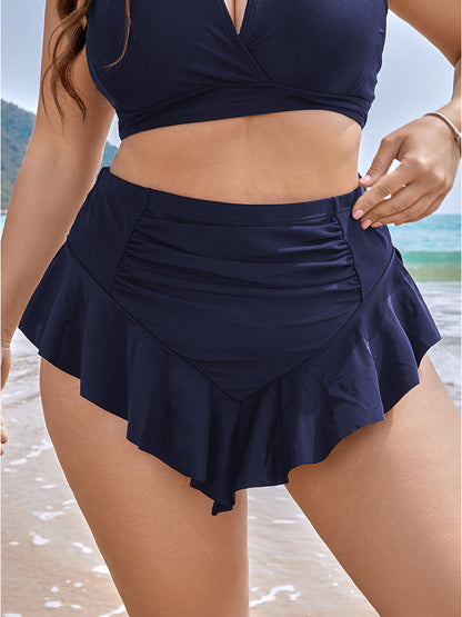 Ruffle Trim Ruched Front Swim Bottom