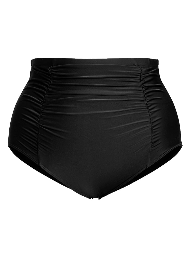 Solid Ruched Detail Swim Bottom