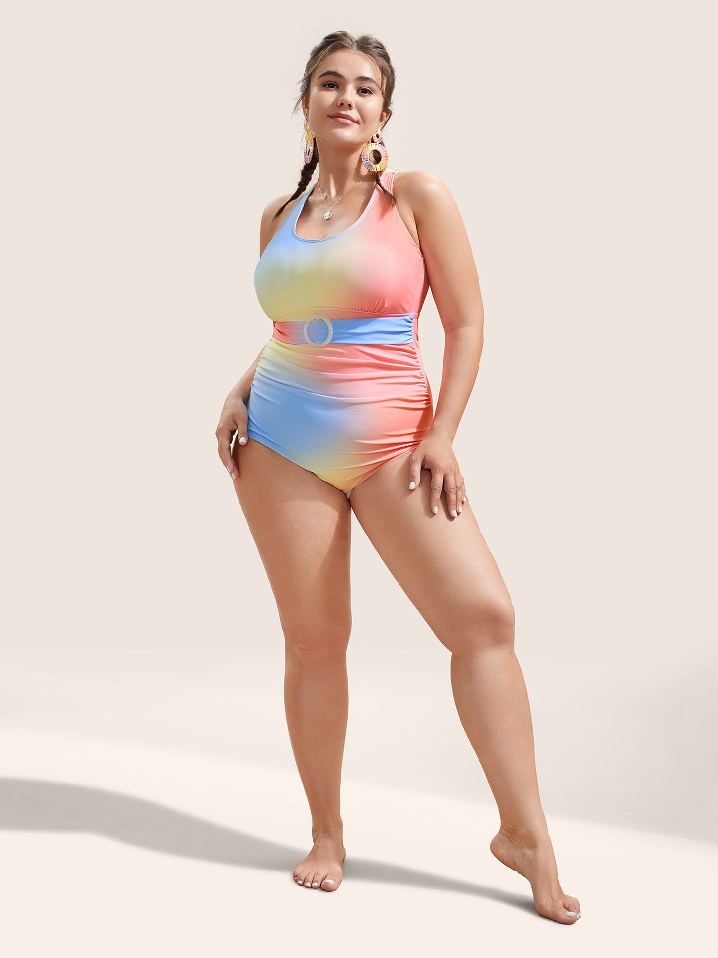 Ombre Buckle Detail One Piece Swimsuit