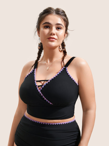 Shell Stitch Hollow Out Warp Swim Top