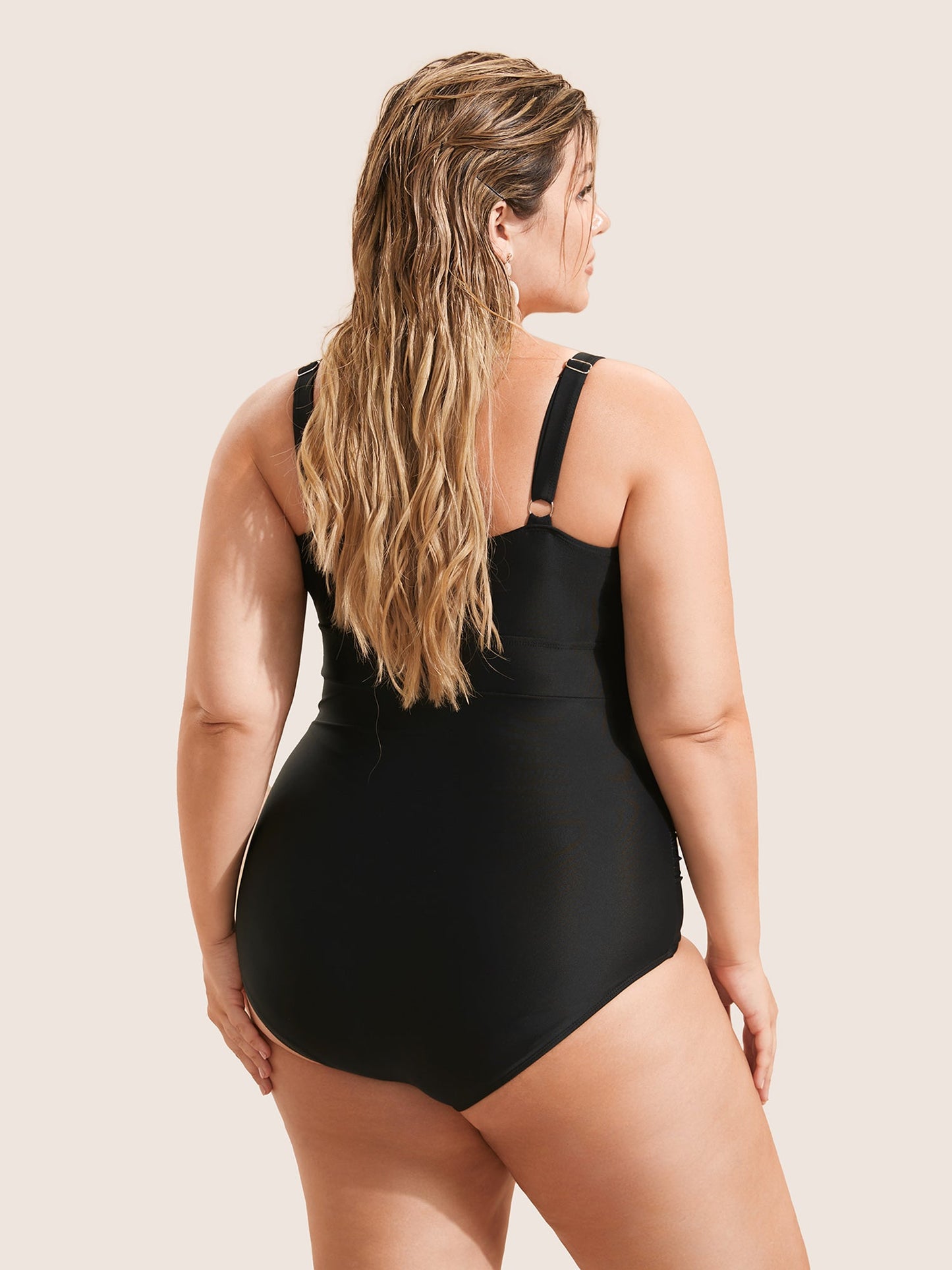 Stereo Flower Asymmetrical Ruched One Piece Swimsuit