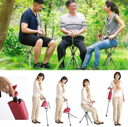 🔥HOT SALE NOW 49% OFF -Foldable Seat Cane, Adjustable Trekking Stick, Portable Lightweight Stick Chair, Aluminum Hiking Walking Canes for Seniors Adult