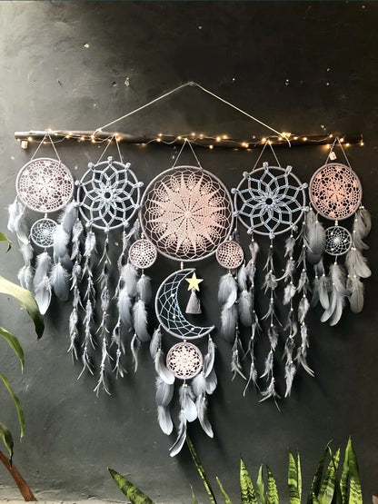 🌟Dream catcher moon and stars hanging over the bed(🎁Hot Sale🎁）