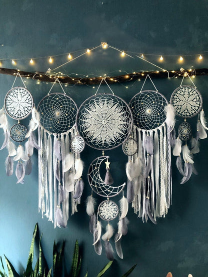 🌟Dream catcher moon and stars hanging over the bed(🎁Hot Sale🎁）