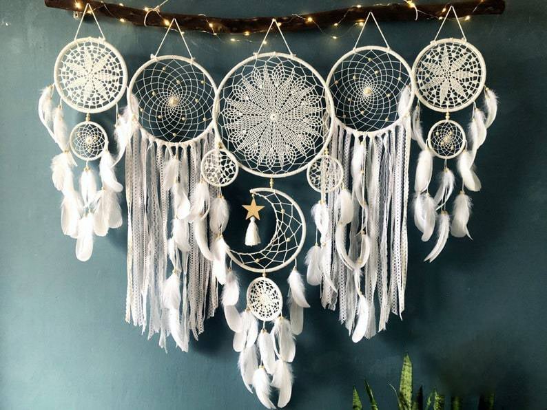 🌟Dream catcher moon and stars hanging over the bed(🎁Hot Sale🎁）