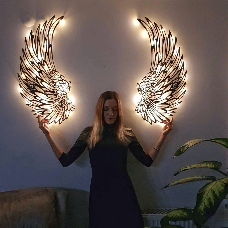 🔥  49% OFF🔥 - 1 PAIR ANGEL WINGS METAL WALL ART WITH LED LIGHTS-🎁GIFT TO HER[BUY 2 FREE SHIPPING]