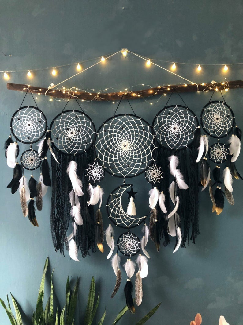 🌟Dream catcher moon and stars hanging over the bed(🎁Hot Sale🎁）