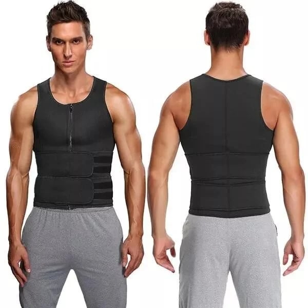 Men Body Shaper Sauna Vest Waist Trainer Double Belt