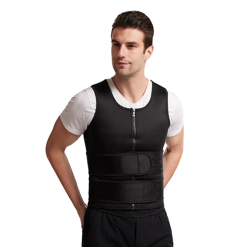 Men Body Shaper Sauna Vest Waist Trainer Double Belt