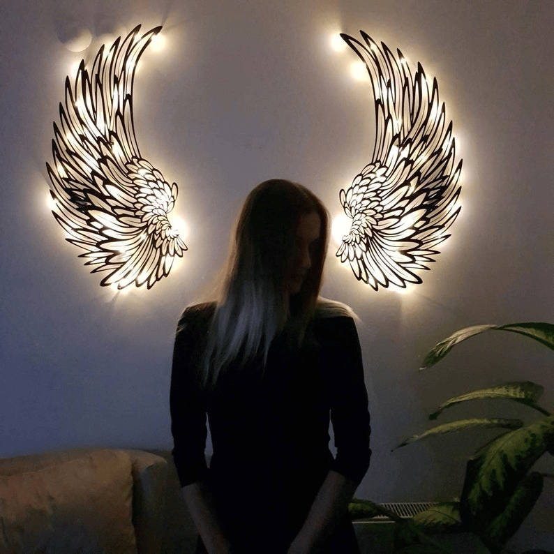 🔥  49% OFF🔥 - 1 PAIR ANGEL WINGS METAL WALL ART WITH LED LIGHTS-🎁GIFT TO HER[BUY 2 FREE SHIPPING]