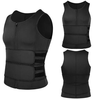 Men Body Shaper Sauna Vest Waist Trainer Double Belt