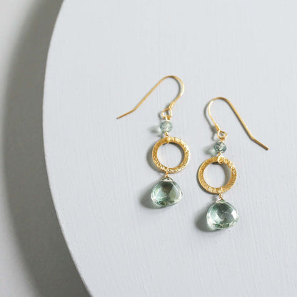 Green Amethyst Silver Drop Earrings