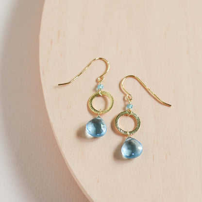 Aqua Blue Quartz Silver Drop Earrings