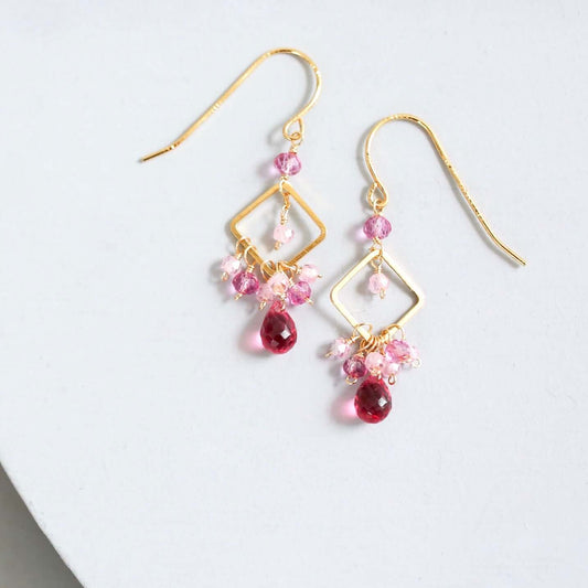 Mini Dark Pink Tourmaline Everyday Earrings