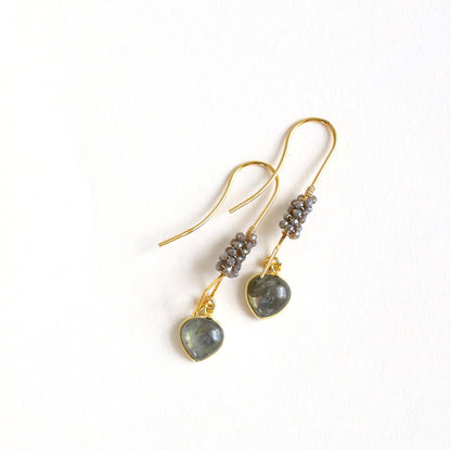 Labradorite Heart Bezel Earrings